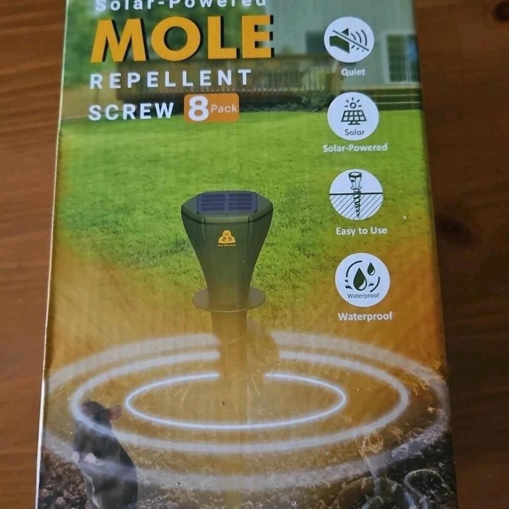 Solar Powered 8 Pack Mole Repellent. NIB